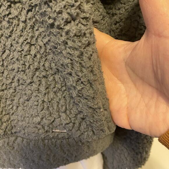 Hollister Y2K Womens M Short Fleece Gray Puffy Teddy Jacket FullZip 2Pocket Cozy - Picture 11 of 11